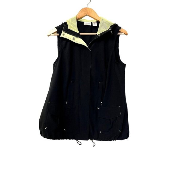 Chico's Zenergy Hooded Black Zip Up Vest - Picture 1 of 12
